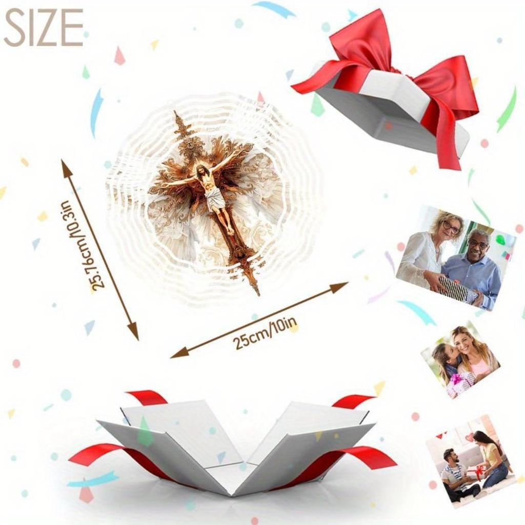 1pc - 2D Mandala Wind Chime with Jesus Christ Design - Rotating Artistic Ornament for Garden