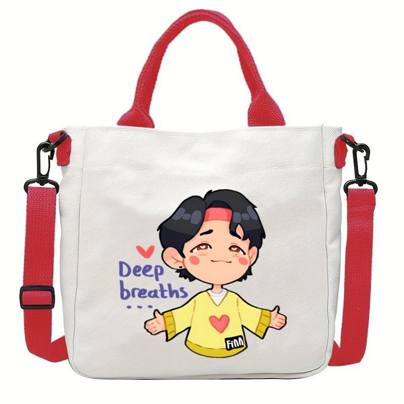 Felix Kpop Band Super Star Printed Crossbody Bag Casual Canvas Shoulder Bags
