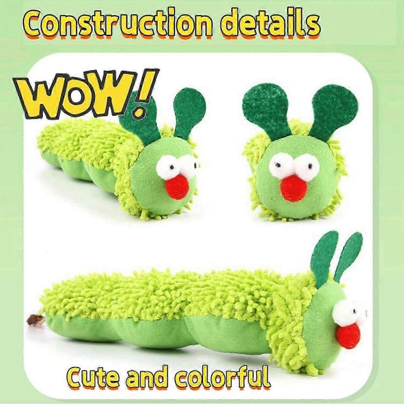Cat Catnip Toy for Indoor Bored Cats, Cat Chew Toy for Teeth Cleaning, Bite-Resistant Plush Caterpillar Design, with 1pcs Chew Rope for Cats