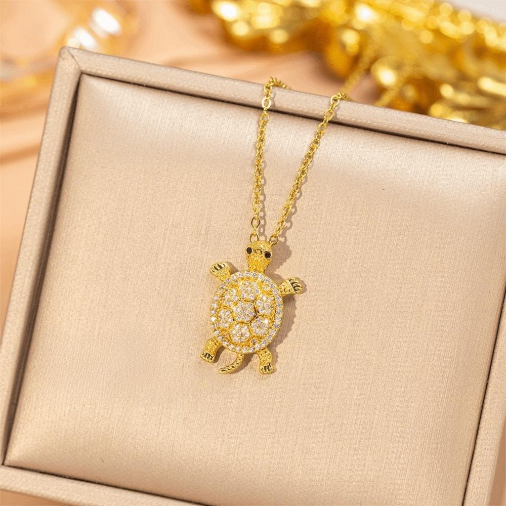 Silver Color Turtle Pendant Necklace Copper Necklace Fashion Collarbone Chain  Women