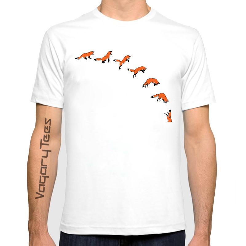 VagaryTees Neues Mode T-Shirt Herren Fuchs Tier T-Shirt fallende Blätter und Fuchs Grafik T-Shirt Unisex Streetwear Klassisches Hipster T-Shirt