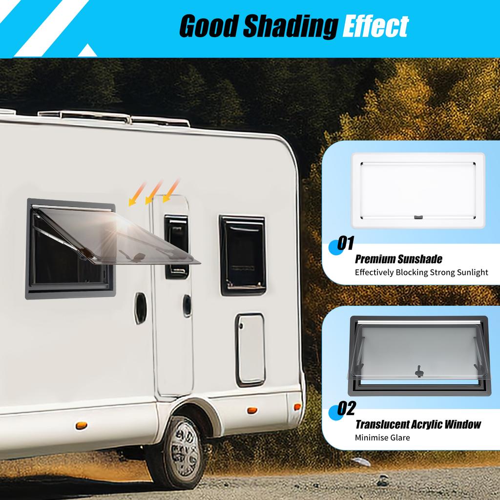 MG16RW Caravan Window 900x500mm Push-Out RV Ventilation Window with 70° Max