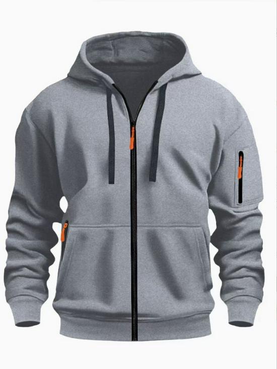 Europäischer Herren-Fleece-Kapuzenpullover Cardigan - Herbst/Winter Lässiger Sportstil, Kapuzenjacke Dick