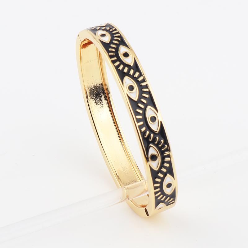 2026 New Fashion 18K Gold Plated Colorful Enamel Lucky Turkish Evil Eye Open Cuff Charm Bangle Bracelets For Women Jewelry