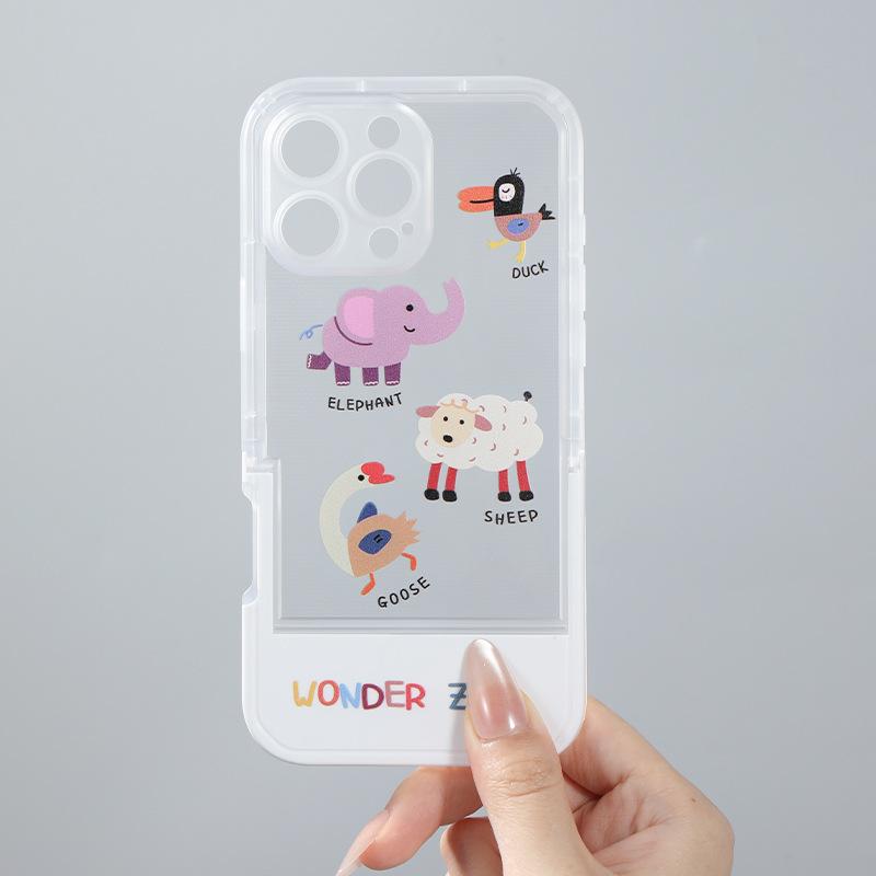 Wonder Zoo Cartoon Animal Phone Case with Foldable Stand, Shockproof TPU Cover for iPhone iphone 17