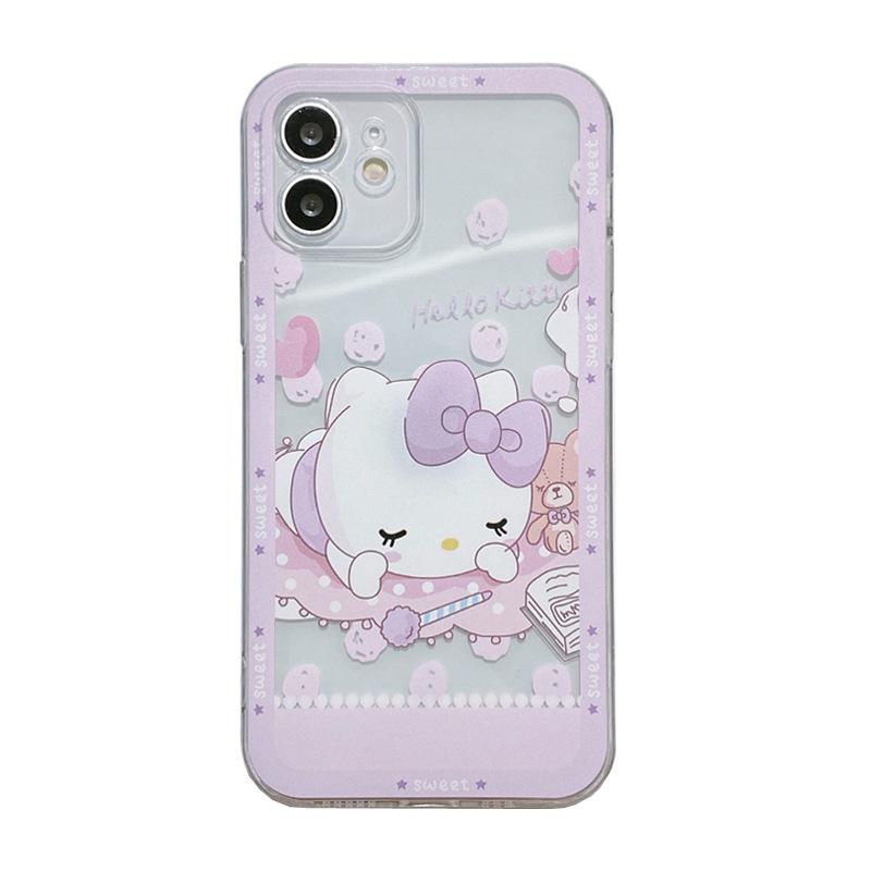 Cute cartoon kitty cat is suitable for iphone13 mobile phone case Apple 12pro women's 15pro transparent all-inclusive.
