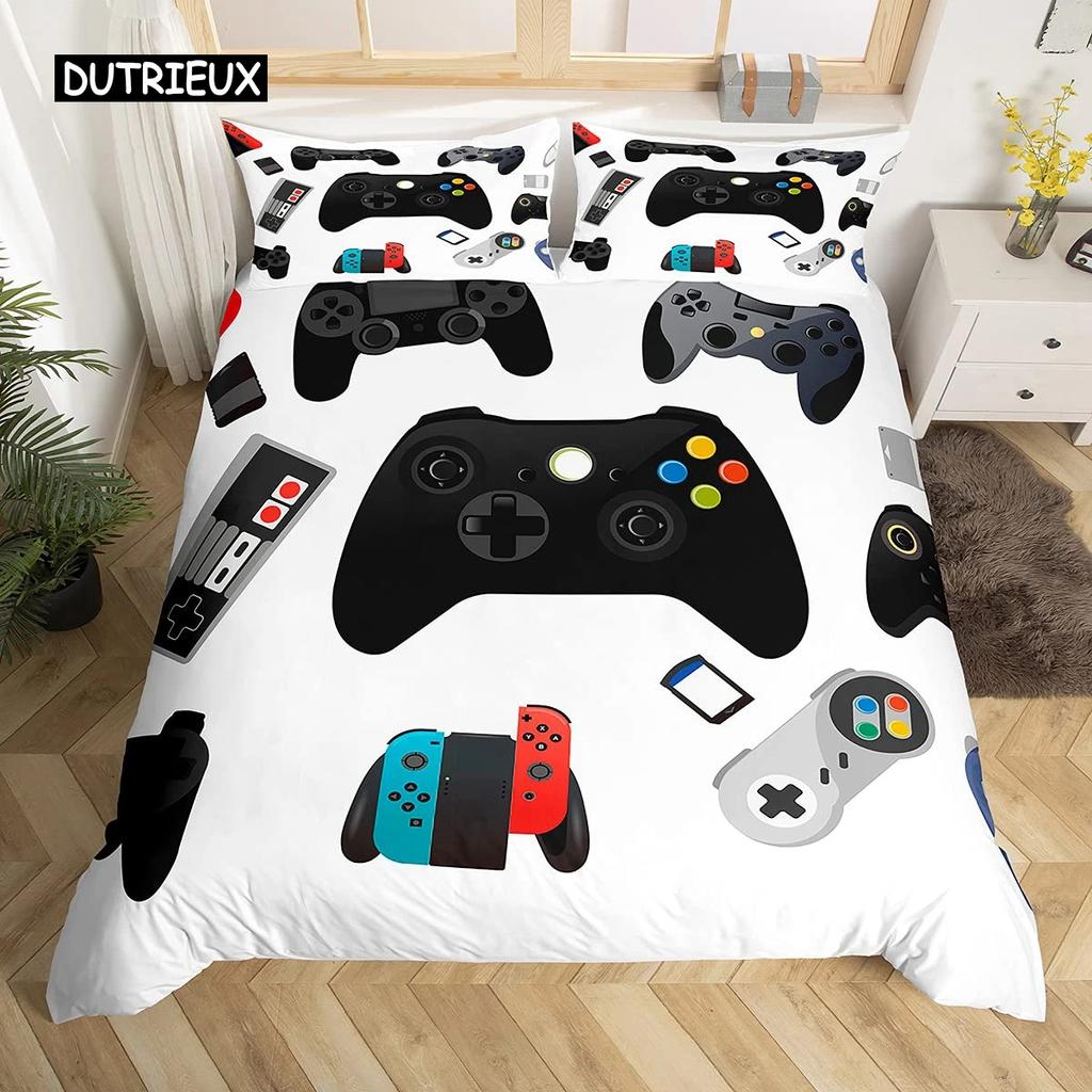 Gamepad Bettbezug Set Mikrofaser Gamer Spieler Gaming Joystick Bettdeckenbezug Queen Size Kinder Jungen Video Bettwäsche Set