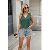 Sommer Neue Einfarbig V-ausschnitt Lose Ärmelloses Casual T-shirt Weste Top