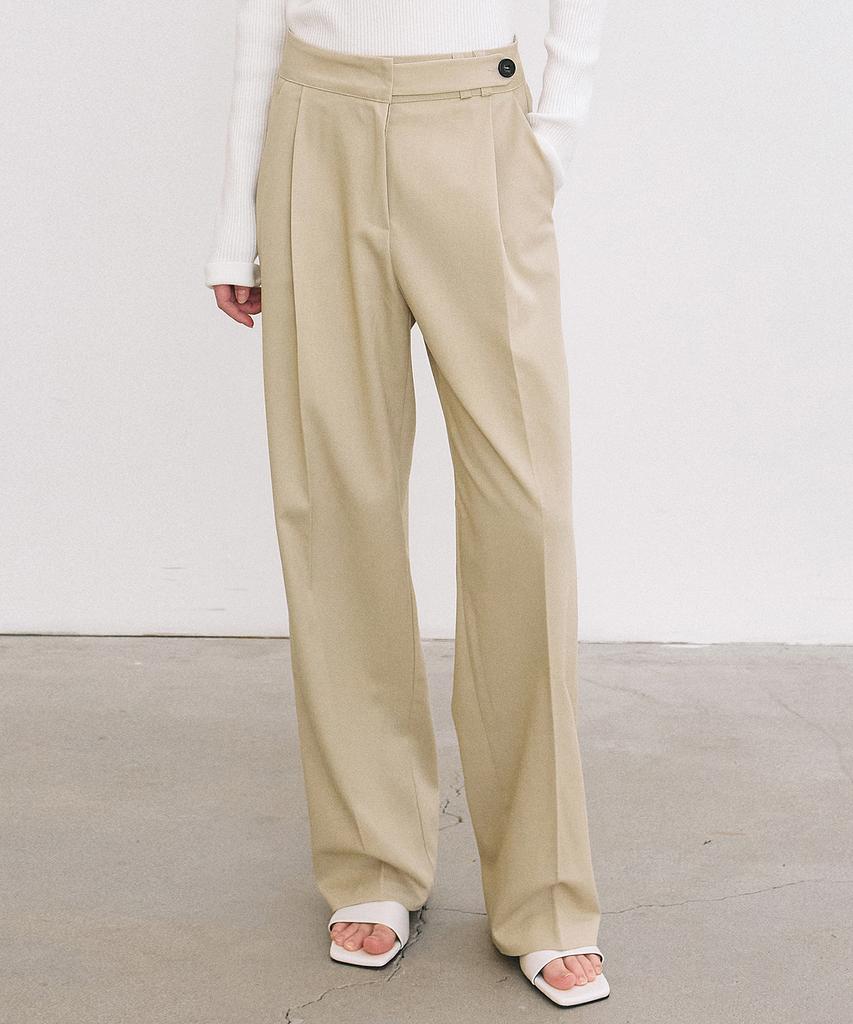 Nigaennikol Minimal Classic Pintuck Slacks_Beige