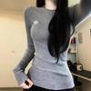 Gray Knitted Bottoming Shirt Women's Autumn and Winter Inner Sweater Design Sense Long-sleeved Top
