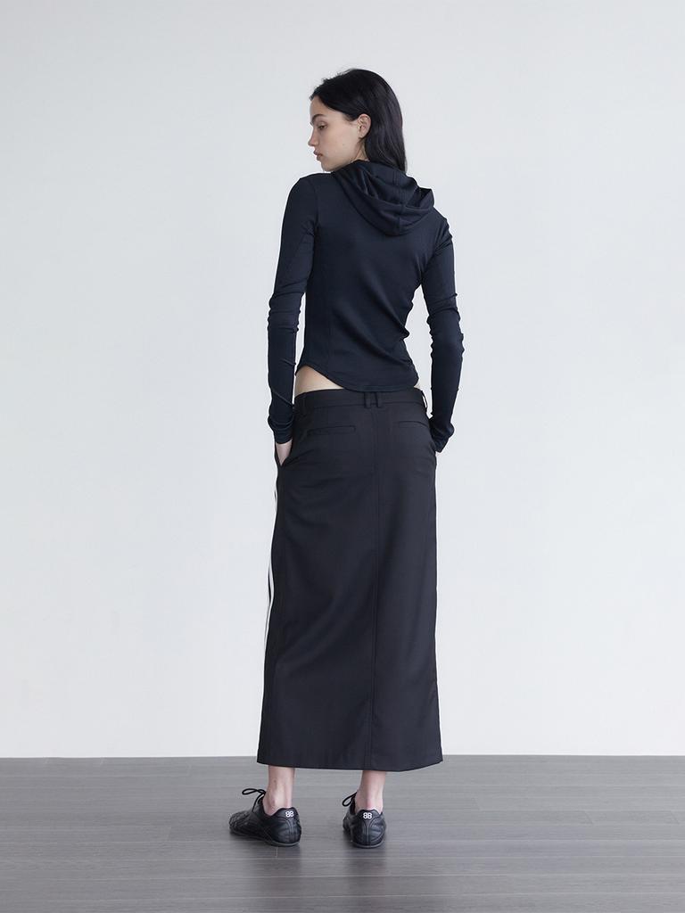 Holpeipeo Tight Ribbed Hoodie - Black
