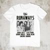 Camiseta Branca de Algodão de Manga Curta da Banda The Runaways Tamanho Único Unissex