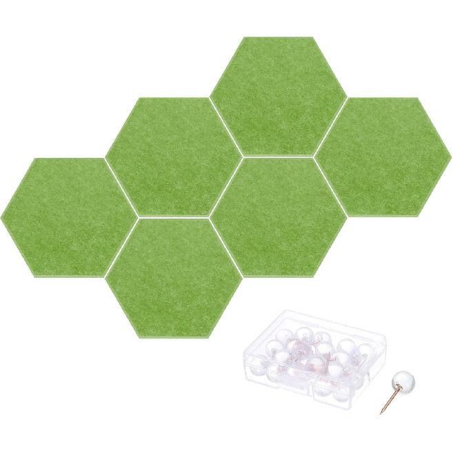 PATIKIL Felt Bulletin Board, 12"x10", 6 Packs Self Adhesive Hexagon Felt Tiles for Sound Proofing Wall Panels for Home Office Recording Studio,Game