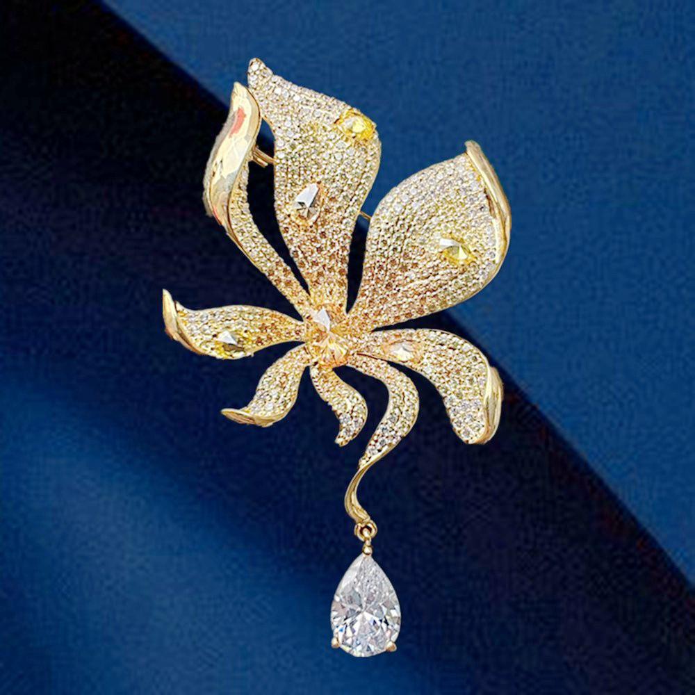 

Elegant Zirconia-Inlaid Colorful Brooch: Luxury Women s Fashion Accessory