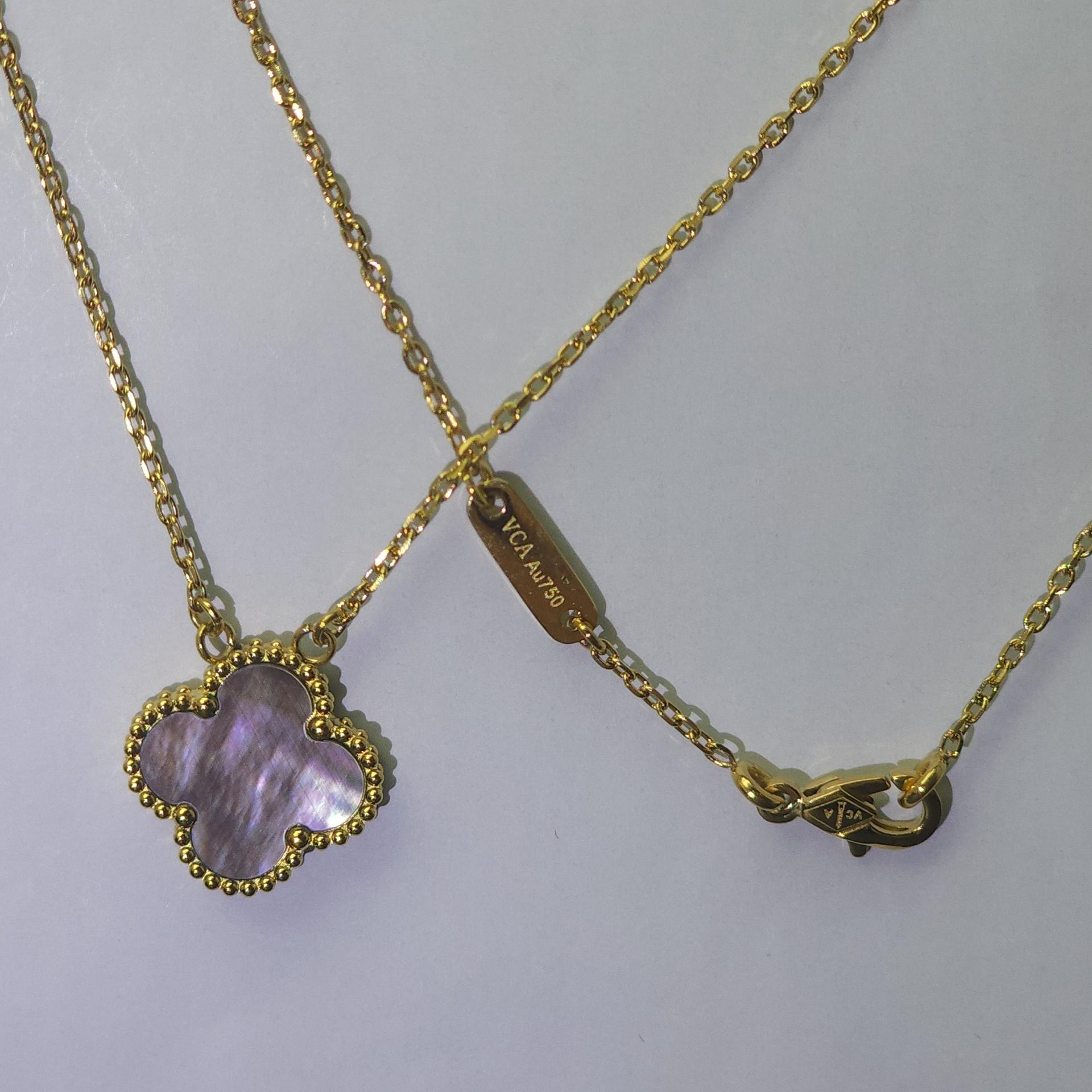 

Ожерелье из титановой стали, высокая версия, четырехлистный клевер, женское ожерелье из натурального перламутра, ожерелье на ключицу, женские украшения в стиле легкой роскоши и высокого класса