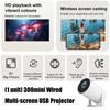 1080P USB Corded Projector With 240 Degree Rotating Lens and Auto Correction for Multi Scenario Use