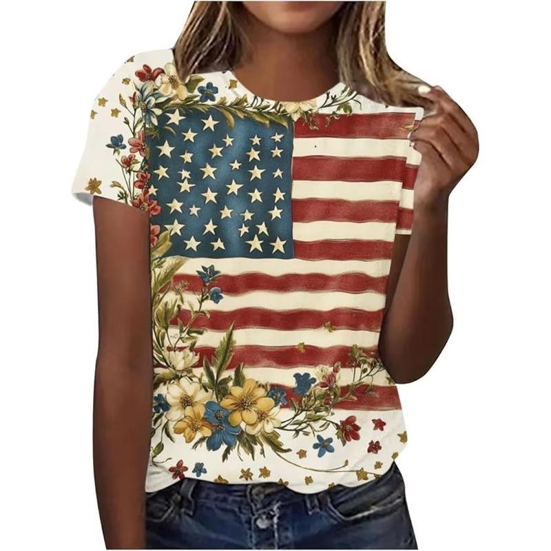 Women T Shirt 3D Printed Top Blouse United States 250th Print T Shirt Short Shirts Summer Tops Tees