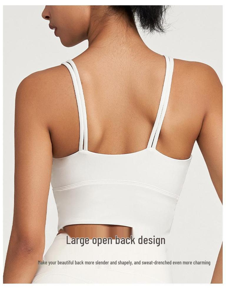 European-American Double Strap Yoga Camisole Bra with Fixed Cups