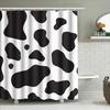 Black White Cow Print Shower Curtain Bathroom Decor, Modern Style Bathtub Liner With Rings For Home Bath (Large Size)