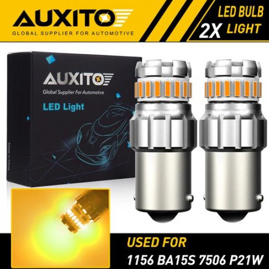 AUXITO BA15S 1156 Amber LED Turn Signal Light Bulb Error Free Hyper Flash 2F EOA