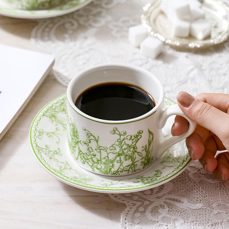 Lily of The Valley Coffee Cup and Plate Gift Box Mug Gift High Appearance Level Water Cup Set Opening Event Souvenir