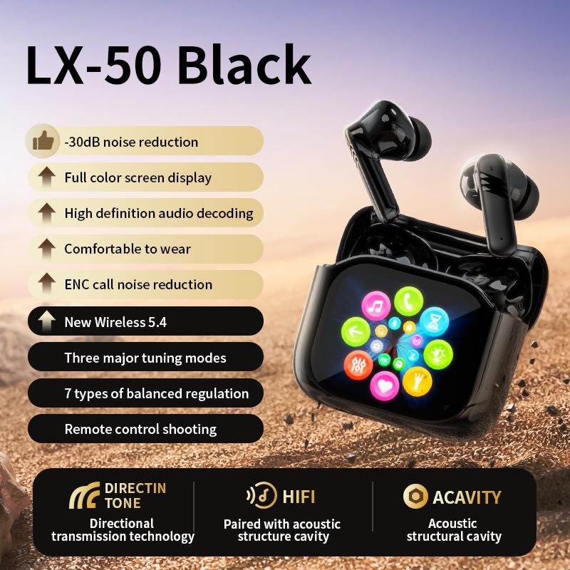 Long-lasting Wireless Bluetooth Noise-Canceling Headphones with Smart Color Screen, Comfortably Wearable for Extended Periods