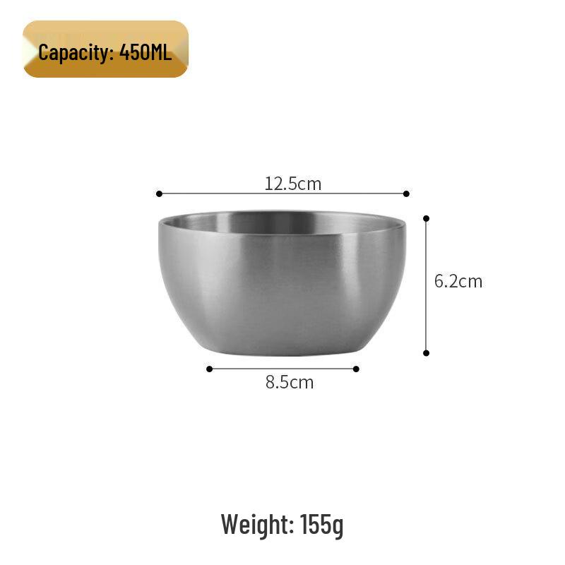 ZISIZ Kids Double-Layer Insulated Stainless Steel Rice Bowl