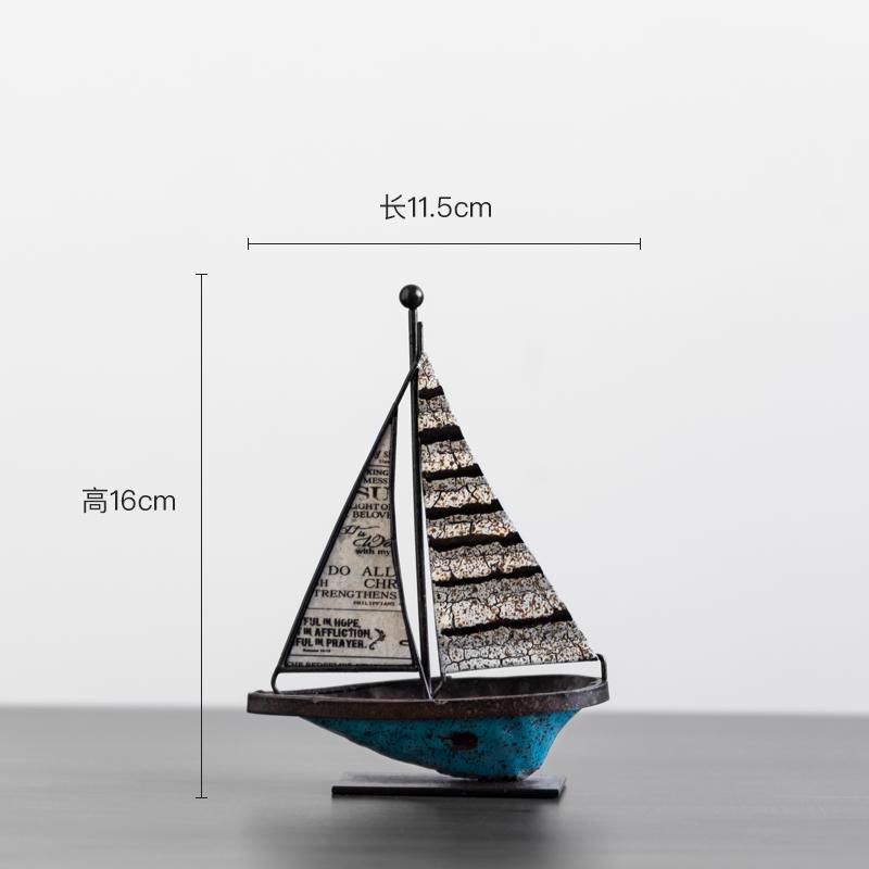 Metal Handicrafts Realistic Retro Sailboat Ornaments Handmade Statue Tabletop Boat Arrangement Home Decoration Accessories