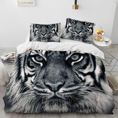 3D Tygr Leopard Vlk Zvíře Luxusní Přikrývka Ložní Souprava, Povlak na Přikrývku Ložní Souprava Peřinový Povlak Povlak na Polštář, Velikost King Queen
