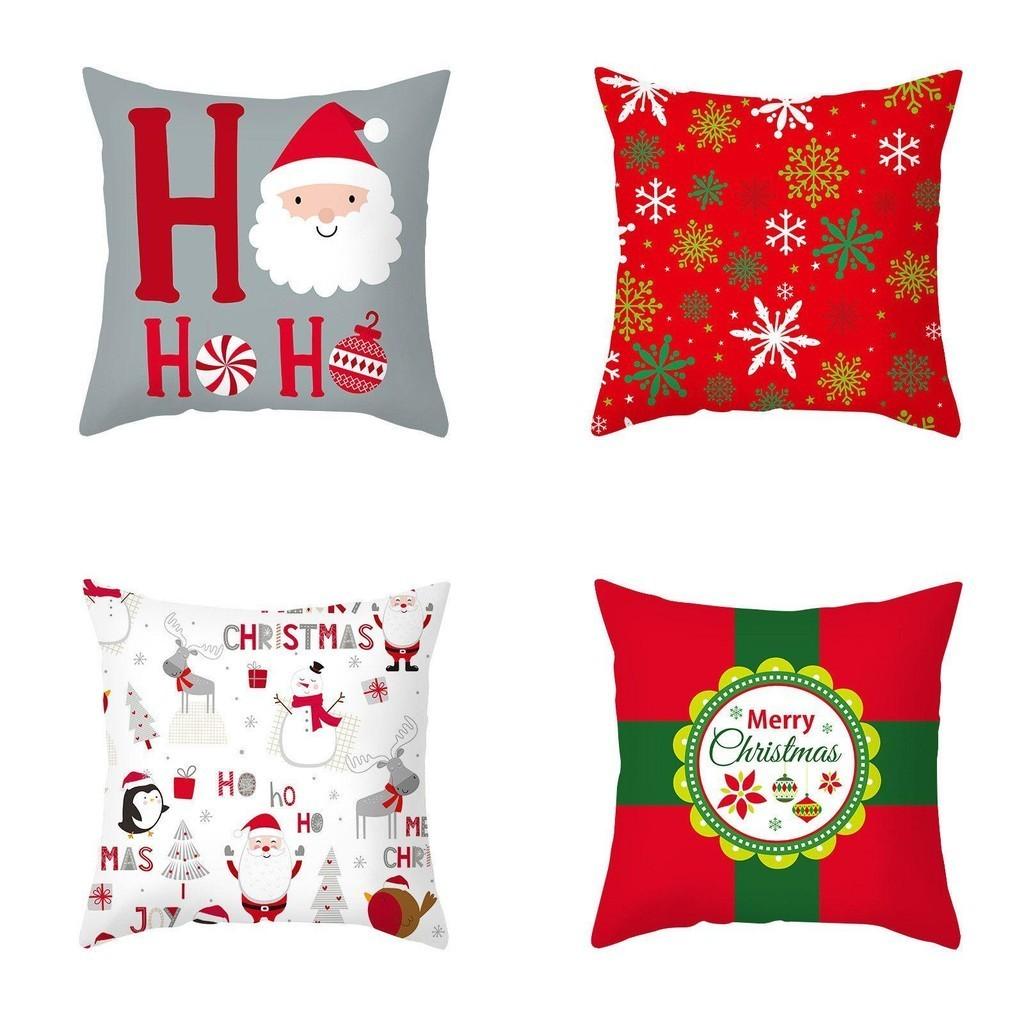 Luxurious Peach Skin Velvet Christmas Cushion Cover With Charming Santa Claus Print For Home