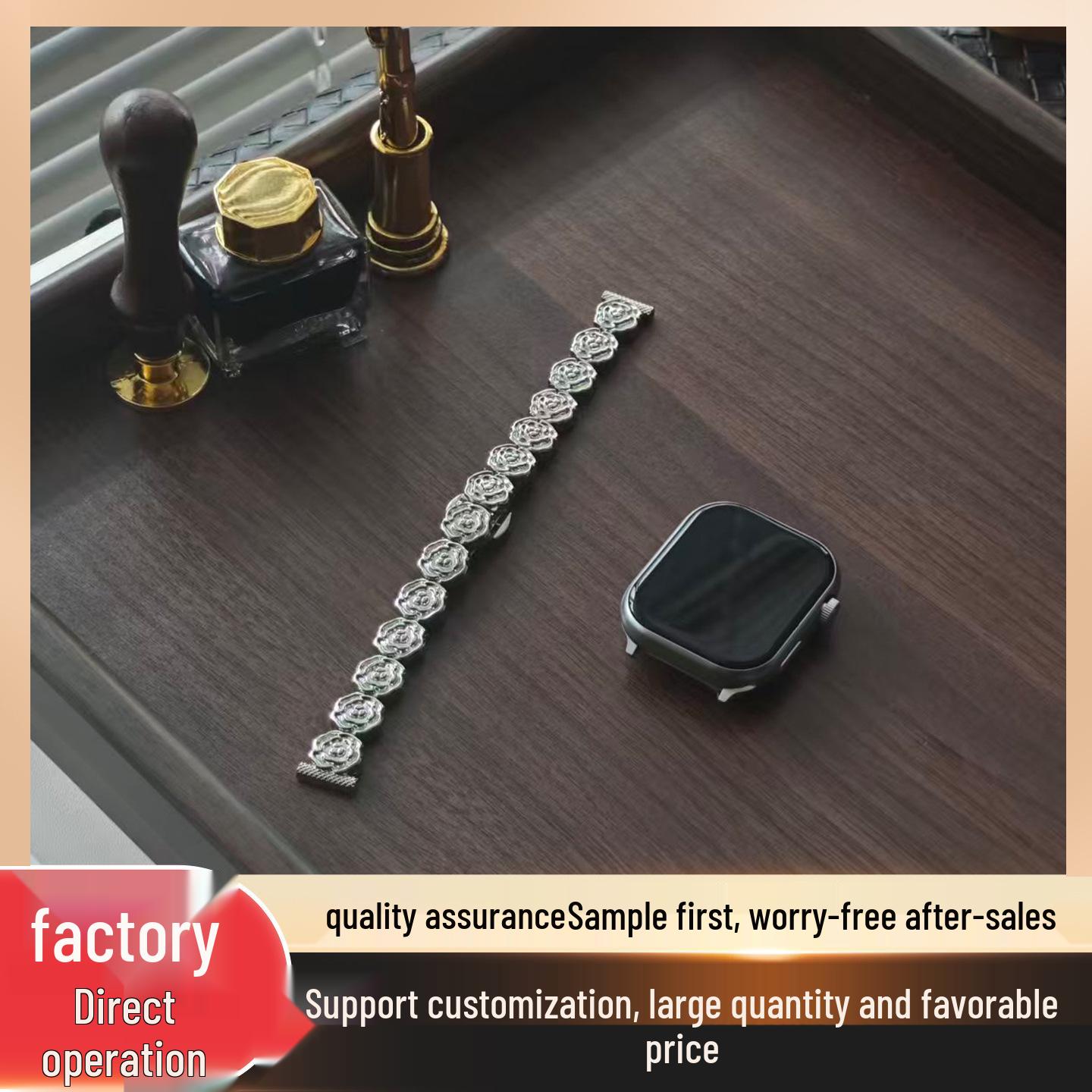 

Metal Bracelet for Apple Watch: Compatible with iWatch Series 1-10 & SE, Fragrance Style Silver Flat Mouth