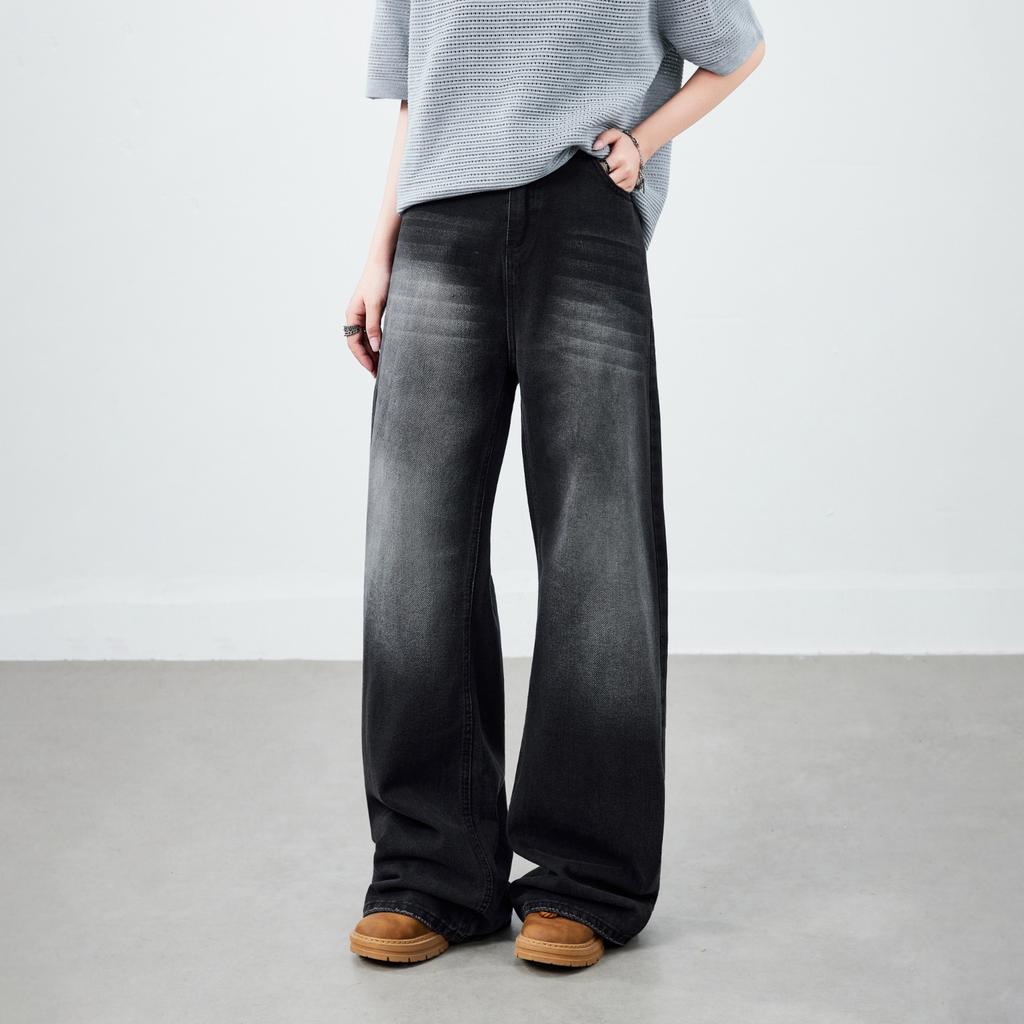 New American Jeans Men's and Women's Retro Straight Wide Leg Washed High Street Loose Long Pants