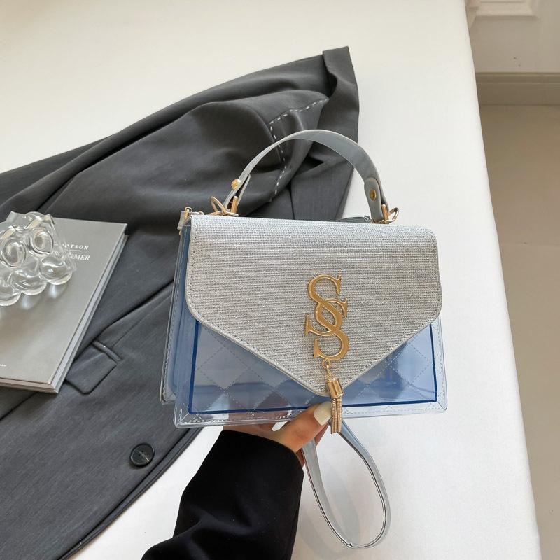 

2025 trend simple casual letter hardware new fashion summer retro casual chain crossbody shoulder bag women серебряный