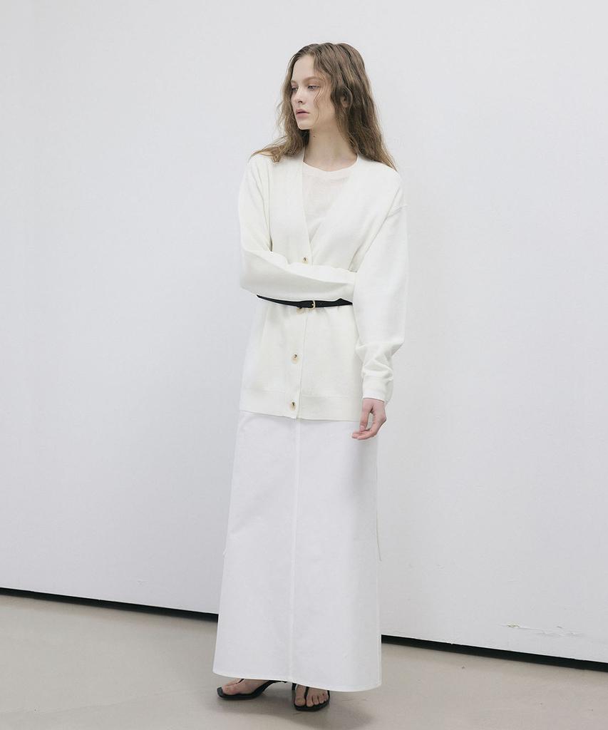 Ssikeoseun Cotton Blend Maxy Skirt - White