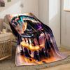 Surreal Glowing Grand Piano with Swirling, Fluid, and Vibrant Patterns. for All Seasons Blanket Lunch Break Throw Gift