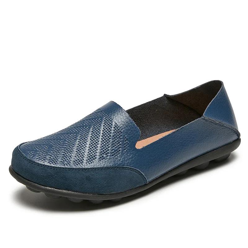 

Мокасины женские туфли на плоской подошве весна и осень новые женские повседневные лоферы без застежек из натуральной кожи женские туфли Zapatos Mujer 35-44 35 синий