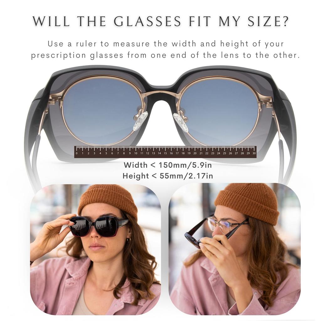 Square Oversized Fit Over Sunglasses Over Glasses with Lightweight Large Frame for Woman Man T01