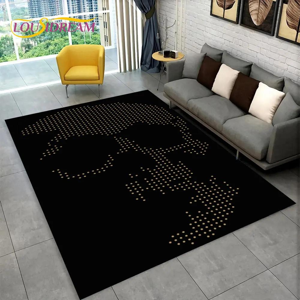 Horror Skull Gothic Witchcraft Area Rug,Carpet Rug for Living Room Bedroom Sofa Playroom Doormat Decoration,Non-slip Floor Mat