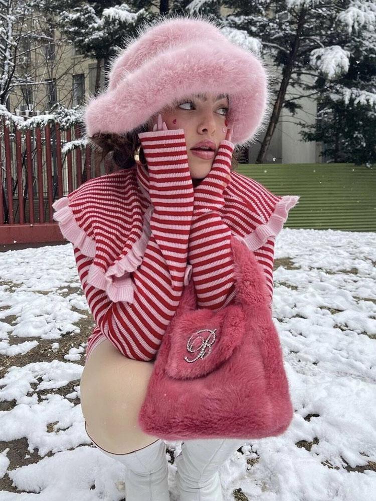 Women's Artificial Plush Ear Protection Windproof and Warm Hat