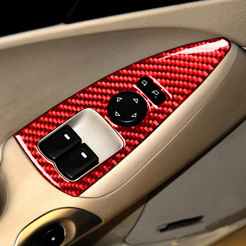 For Chevrolet Corvette C6 2005-2007 4PCS Real Carbon Fiber Window Shift Interior Trim Sticker Car Interior