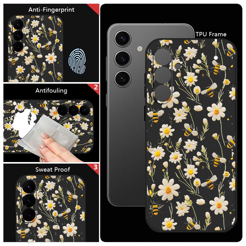 Cartoon Daisies Flowers Lanyard Case For Samsung Galaxy S25 S26 Ultra S24 S23 S22 Plus S21 FE A15 A16 A35 A36 A54 A55 A56 5G Capa