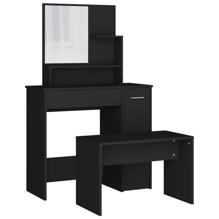 VidaXL Vanity Set, Makeup Table with Stool and Mirror, Cosmetic Dressing Table for Bedroom, Modern, 3114148