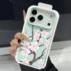 Hand-drawn Style Sakura Pattern Case For iPhone 17 Pro Max Leather Texture Soft Silicone Cover For iPhone 16 15 14 13 Pro 12 11 16E