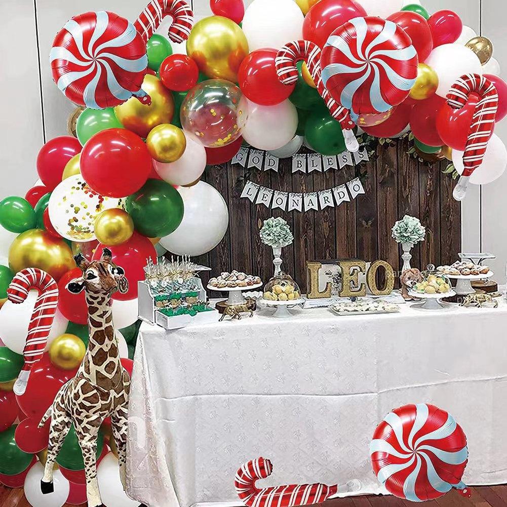 Christmas Balloon Chain Combination Set Red Green White Set Aluminum Foil Balloon Party Christmas Decoration