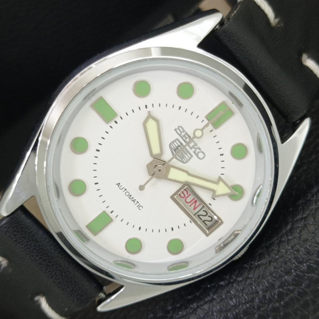 SEIKO 5 AUTOMATIC VINTAGE REFURBISHED JAPAN MENS WHITE DIAL WATCH a444241-1
