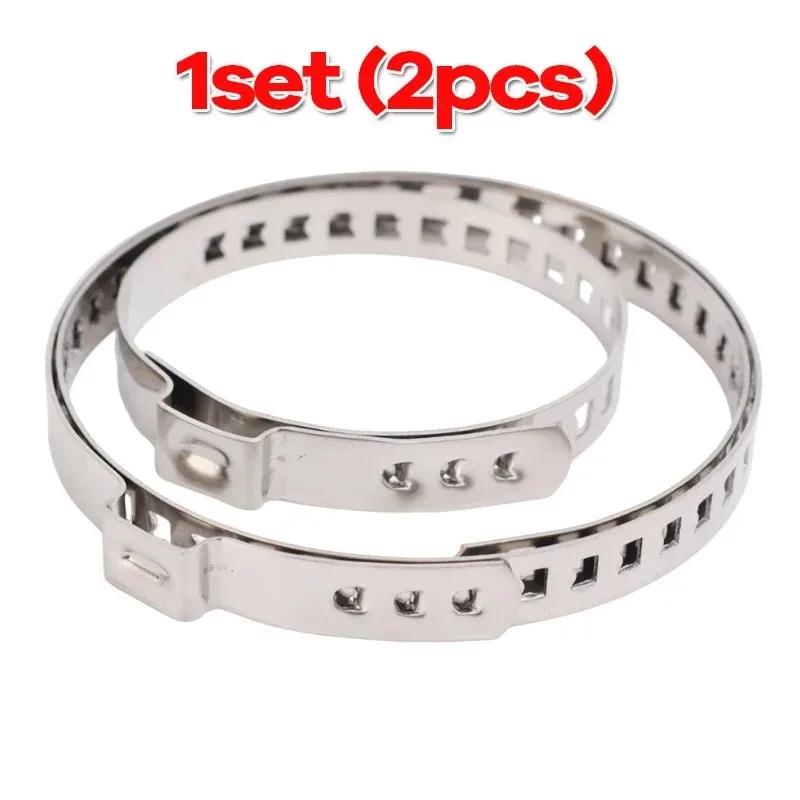 2-10PCS Automotive Stainless Steel Adjustable Universal Clamps Driveshaft Axle Joint Clamps CV Boot Clamps Self-Locking Ties