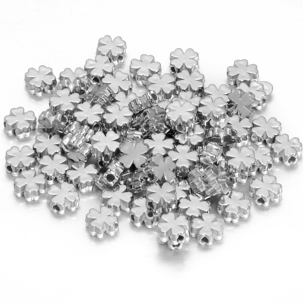 

100/200pcs Four Leaf Clover CCB Beads 6/8mm Lucky Four Leaf Loose Spacer Beads For Jewelry Making DIY Bracelet Necklace Findings