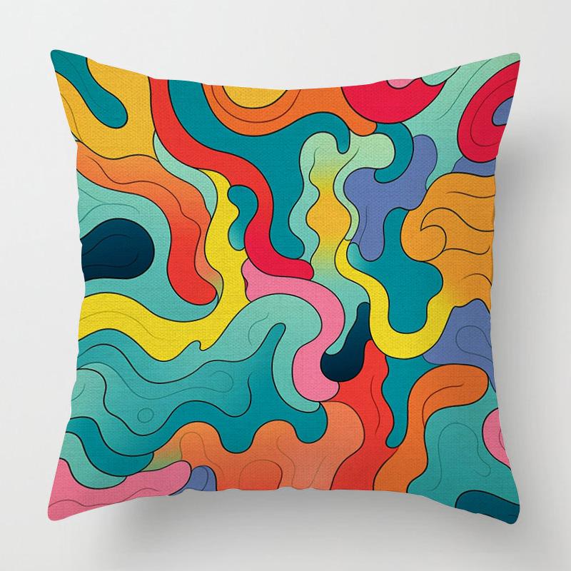 Home Decor Colorful Abstract Pattern Digital Printed Pattern Cushion Cover Suitable For Sofa Bedroom Car Pillow Cover