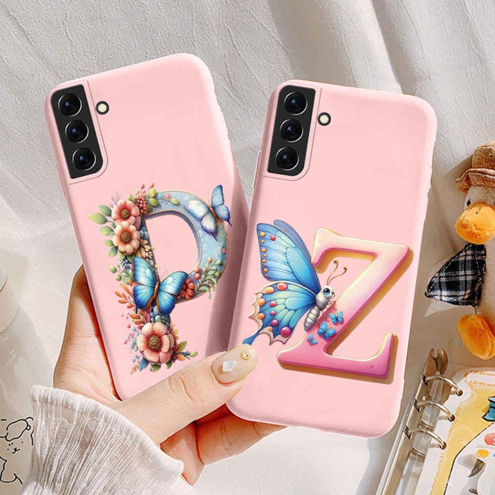 Phone Case Women For Samsung Galaxy S21 FE S22 Plus Girls Bumper Cover Colorful Letter Flower Butterfly Love samsang s22 Ultra