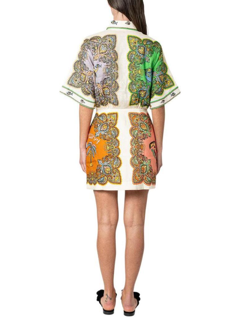 Trendy European & American Printed Cotton Linen Shirt Dress - Casual Slim Fit